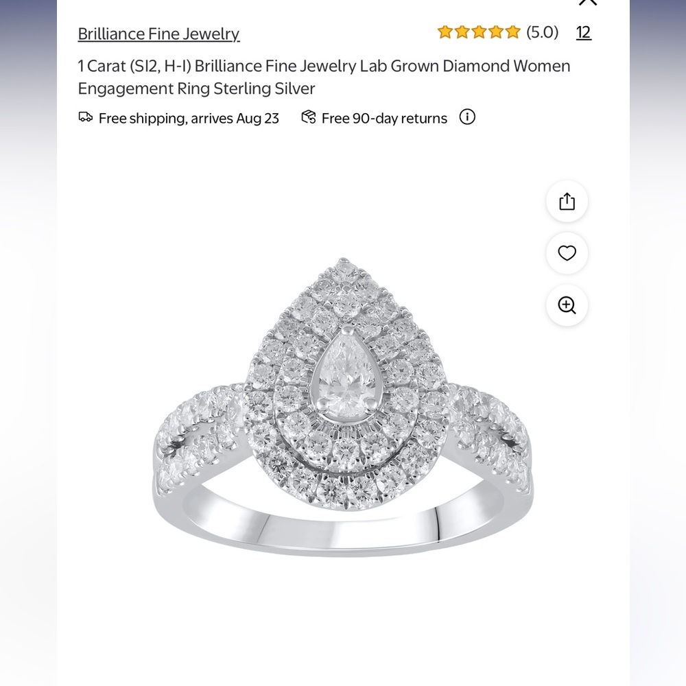 1 Carat (SI2, H-I) Lab Grown Diamond Women Engagement Ring Sterling Silver READ